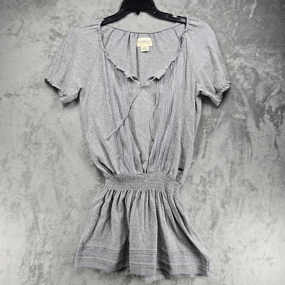 Denim & Supply Ralph Lauren Dress Womens Sz Small Gray Cottagecore Boho Babydoll
